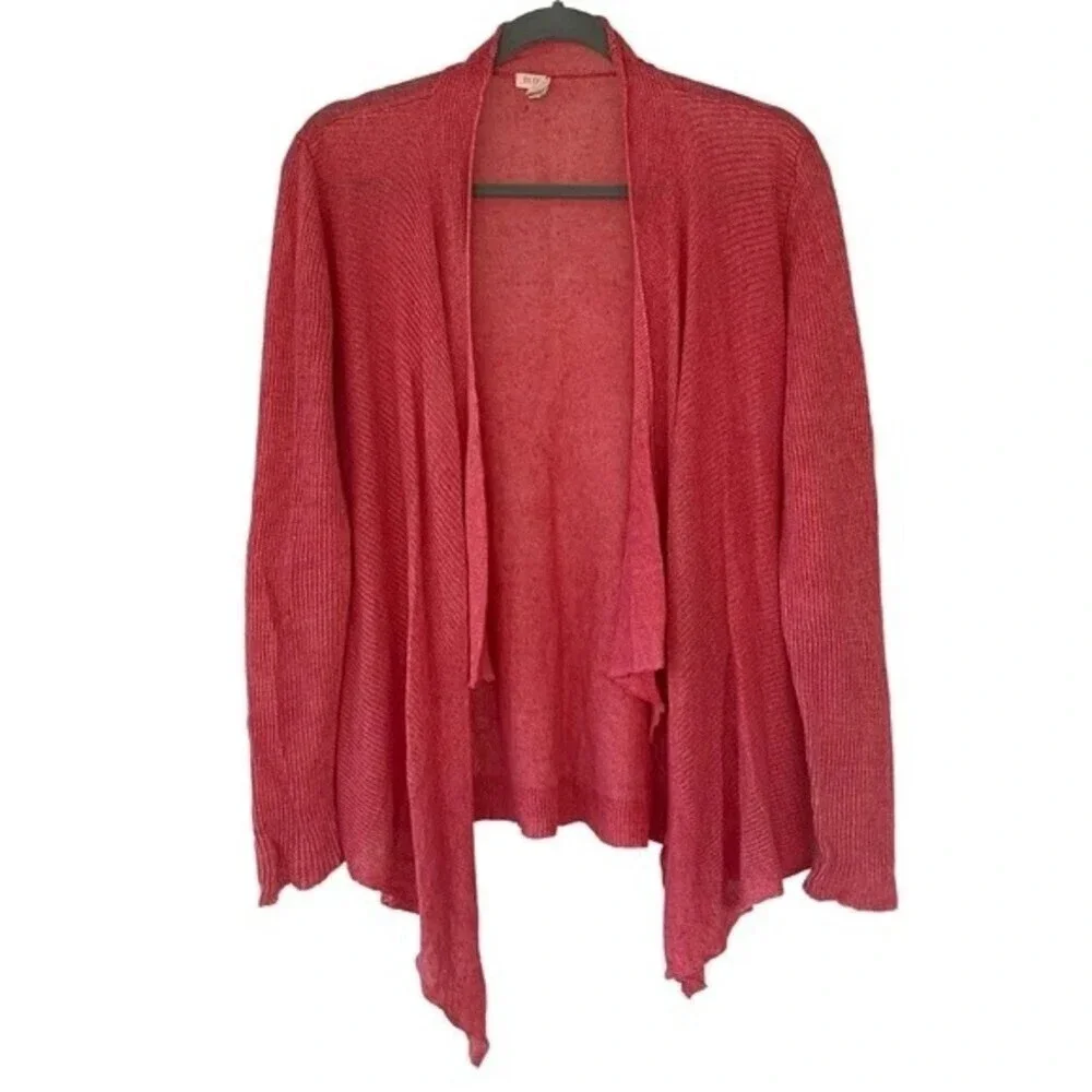 Eileen Fisher, Cascading Cardigan, Open Front, Linen,‎ Coral